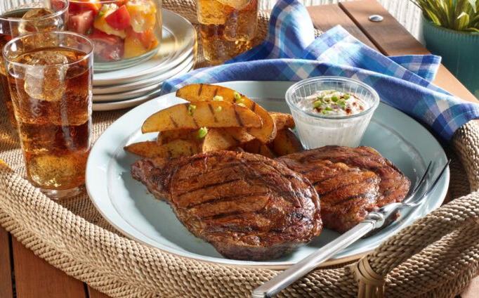 Grilled Ribeye Steaks and Potatoes with Smoky Paprika Rub